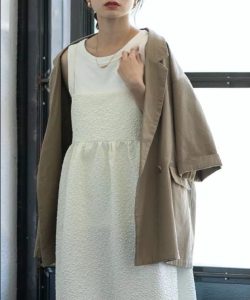 coen 綿麻ルーズハーフスリーブジャケット