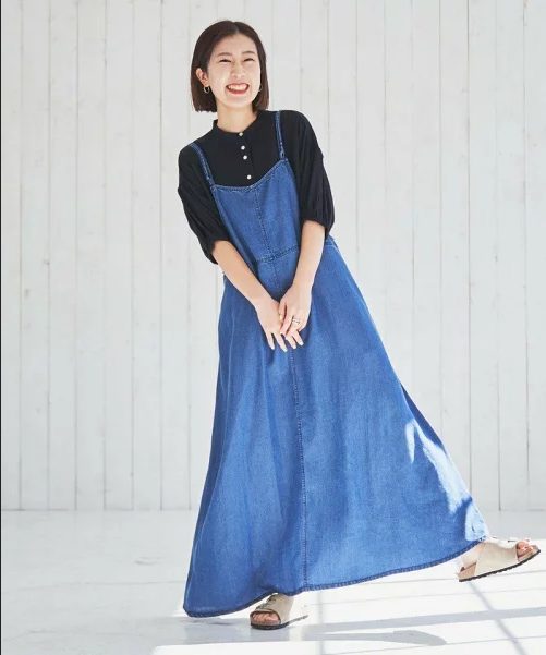 coen ライトデニムキャミワンピース