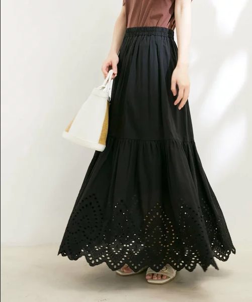 ViS エンブロイダリーレースギャザースカート