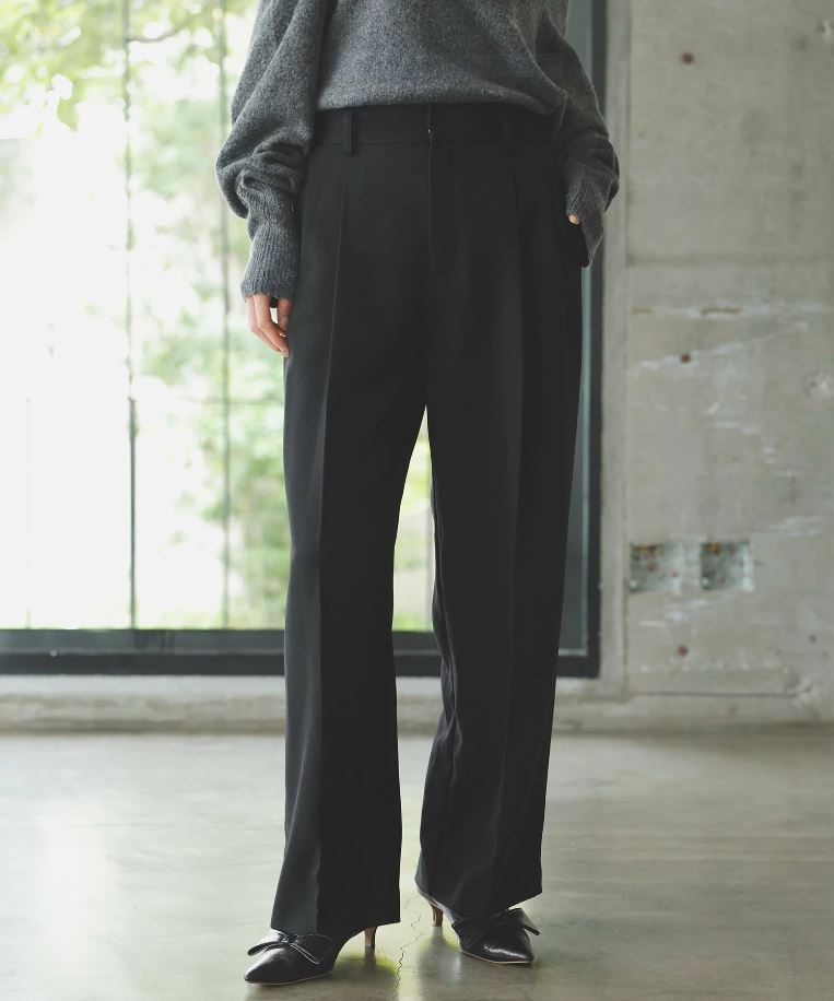 VIS 美easy ウーリッシュ2タックワイド スラックスパンツ