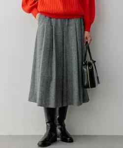 23区 シルクネップヘリンボーン ガウチョ パンツ