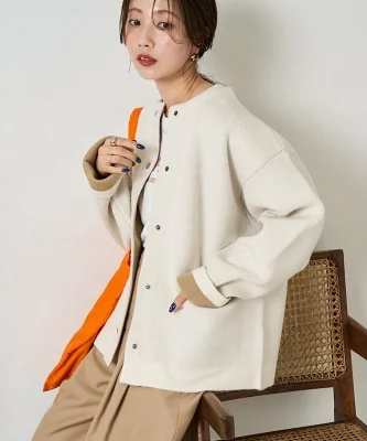 FREAK’S STORE 裏配色 スナップ ニット カーディガン