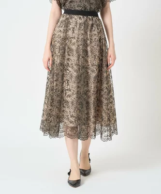 ANAYI レースフラワーチュールギャザー スカート