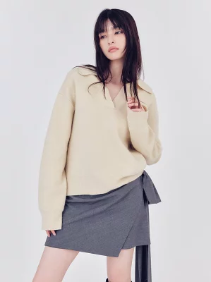 FRAY I.D ラクーンダブルフェイスポロカラープルオーバー