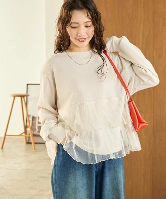 FREAK’S STORE チュール ドッキング ワッフル プルオーバー