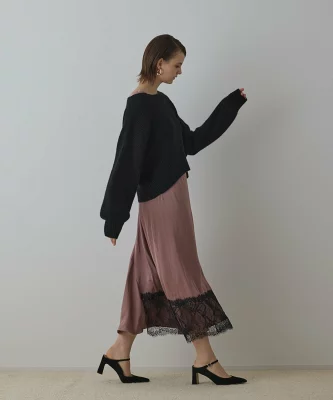 GRACE CONTINENTAL サテンレースニットワンピース