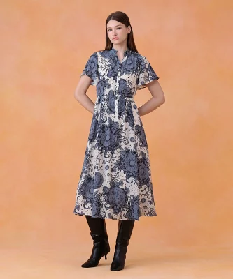 ANAYI コンスティレーションプリントギャザーワンピース