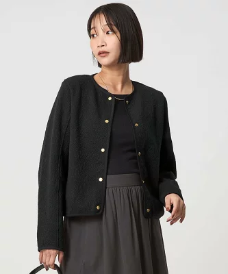 green label relaxing ブリスタージャカード ノーカラー カットソー カーディガン