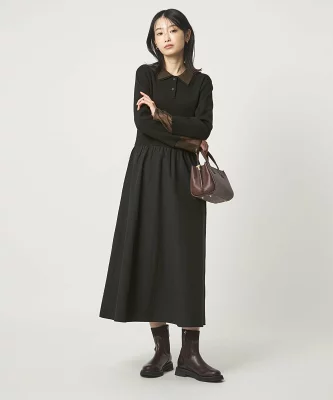 green label relaxing ポロニット ドッキング ワンピース