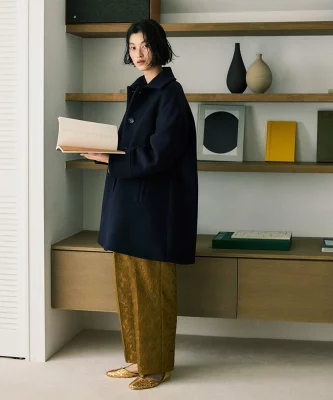 NANO universe WooLoop Aラインステンカラーミドルコート