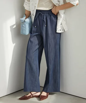 green label relaxing ニーハイフレアパンツ デニム 2 ストレッチ