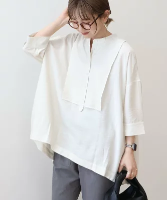 AMERICAN HOLIC 接触冷感バンドカラーシャツチュニック